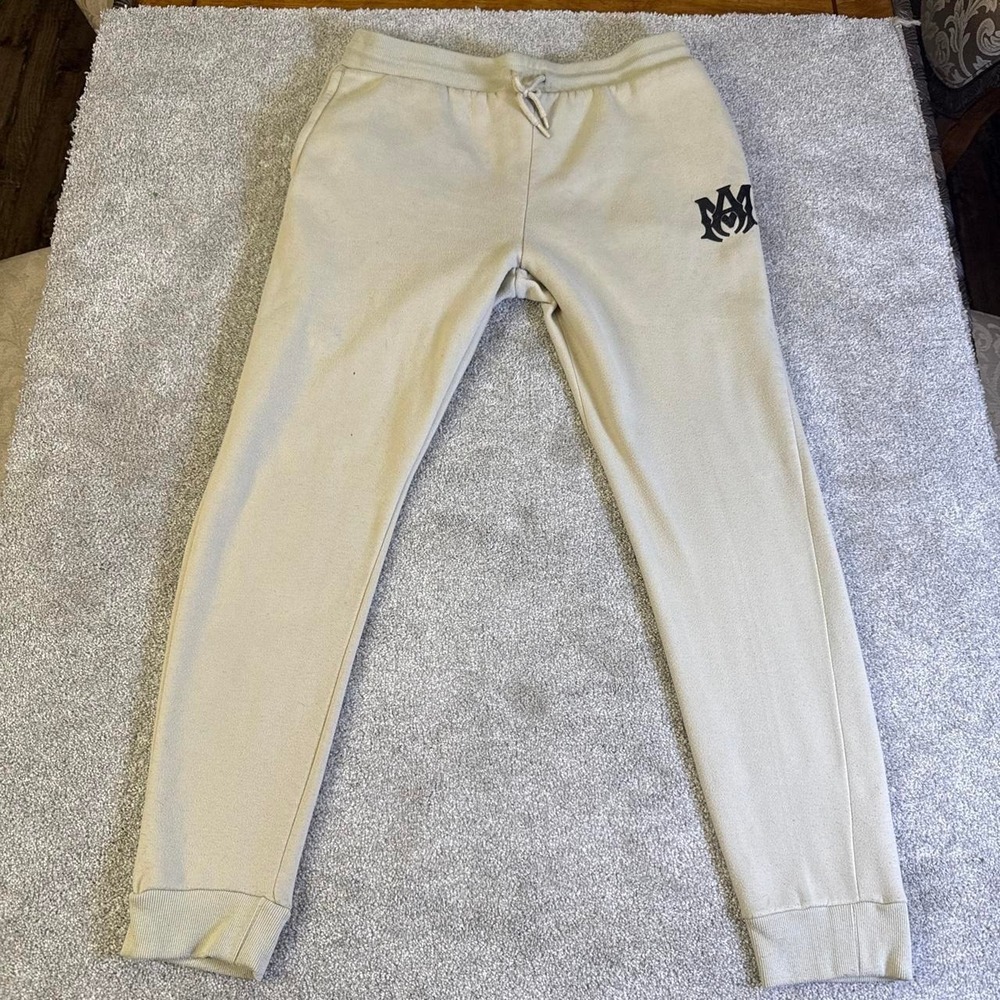 Amari Cream & Black Sweatpants 3X Logo Lounge Pants Athleisure Joggers